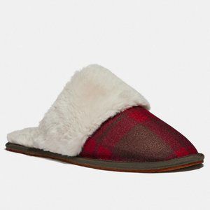 COACH ZIVA SLIPPER WITH PLAID PRINT